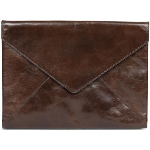 DRIES VAN NOTEN clutch in pelle - marrone