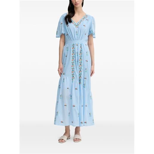 La Petite Française abito lungo rachele con scollo a v - blu