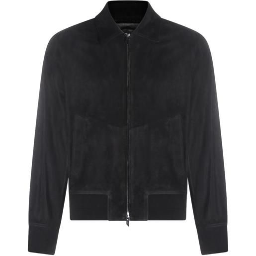 Salvatore Santoro giacca in pelle scamosciata con zip - nero