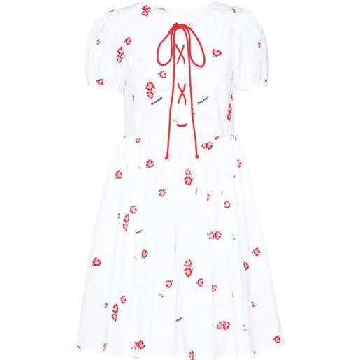 Miu Miu abito con ricamo a fiori - bianco