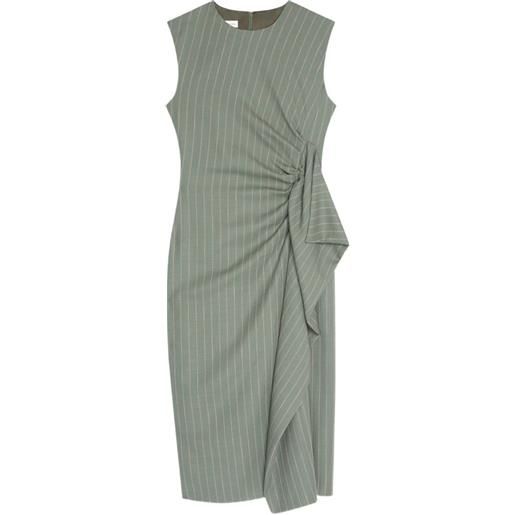 DRIES VAN NOTEN abito midi gessato - verde