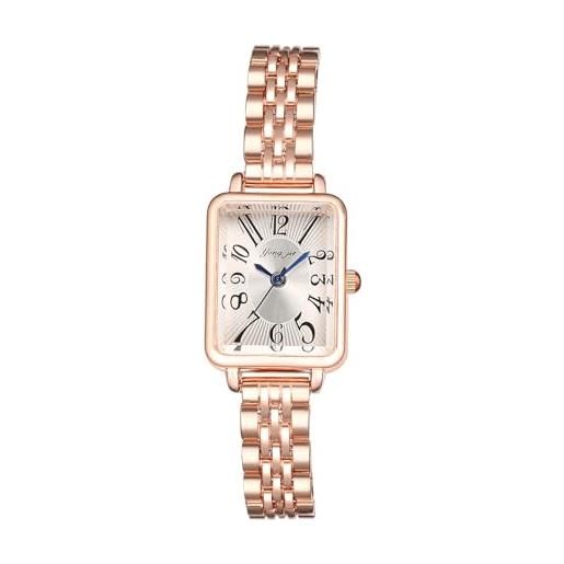 JewelryWe Orologio Donna Quadrato In Pelle Con Numeri Romani E Zirconi, Movimento Al Quarzo, Vintage Ed Elegante - 3