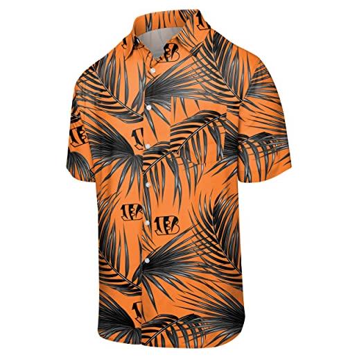 FOCO - camicia da uomo a maniche corte, motivo floreale, con bottoni, taglia l, uomo, tsnfsmuflrlbtucibl, cincinnati bengals, l