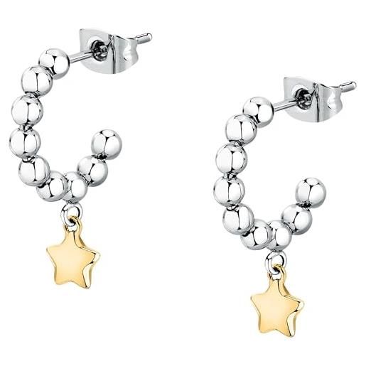 Morellato orecchini donna in acciaio con stella, perle, collezione talismani, regalo amica - saix28