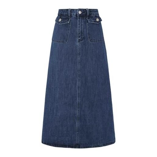 Gonna Lunga Jean Denim A-Line Y2K Vita Alta Con Balze - Donna