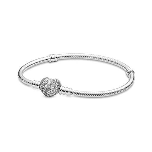 PANDORA icons bracciale in argento con chiusura a forma di cuore e zirconi cubici, 19