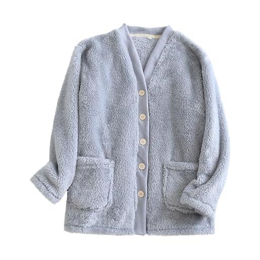 Thingimijigs Camicia Da Notte Lunga In Pile Donna Con Tasca A Marsupio - Calda E Morbida, Invernale, Grigio Stelle Bianche