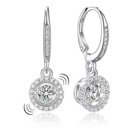 Momentwish orecchini pendenti a goccia in moissanite da 2 carati, con ciondolo, in argento 925, con finto diamante, ipoallergenici, regalo per donne e fidanzate, 1.04x 0.38 inches, argento sterling