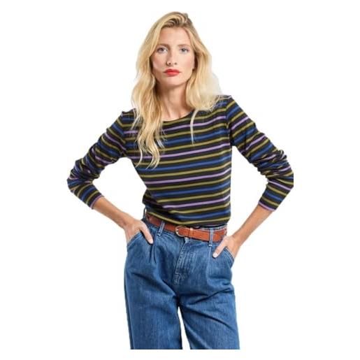 Armor-lux armor lux marinaio tricolore in cotone spessore babeth maglione, nero/fir green/morado/soda, s donna