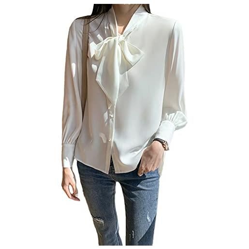 Unixseque Camicetta Da Donna In Chiffon Con Scollo A V E Maniche 3/4 - Lavoro E Tempo Libero - Viola Intenso - Taglia L - 3