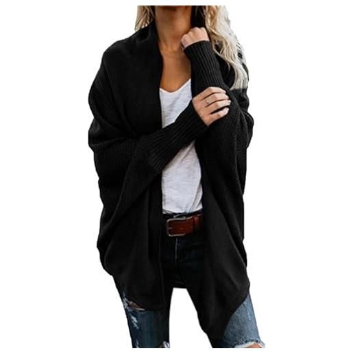 Generic maglioni cardigan da donna cardigan a maniche lunghe a pipistrello lavorato a maglia oversize giacca leggera sul davanti aperta cappotto morbido (color: 03#-black, size: xxl)