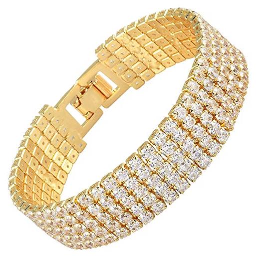 Bracciale Donna AKA Gioielli In Argento 925 Placcato Oro 18kt Con Pietre Colorate – Regolabile