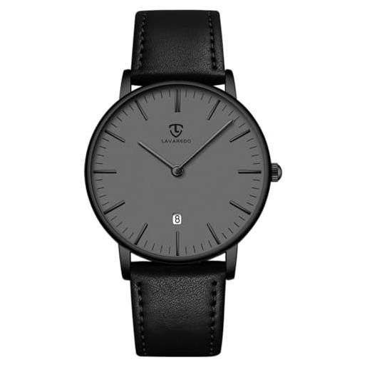 Mdc Orologio Da Uomo Ultra Sottile - Cinturino In Pelle Marrone, Quarzo Giapponese, 40 Mm