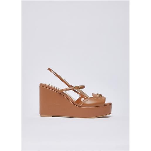 LIUJO liu jo zeppe slingback in pelle e vernice, cognac