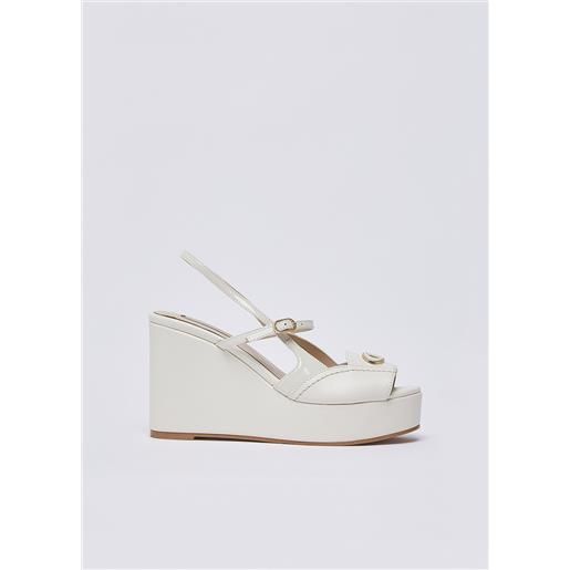LIUJO liu jo zeppe slingback in pelle e vernice, latte