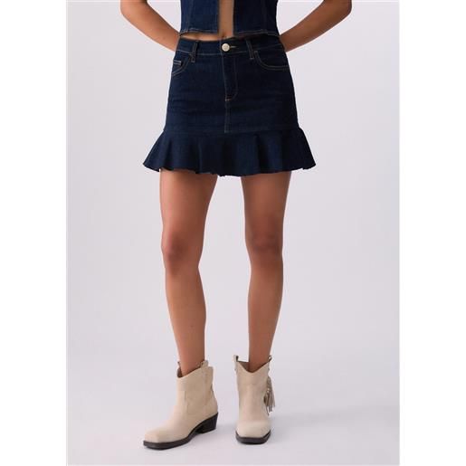 LIUJO liu jo minigonna in denim con cintura, denim scuro