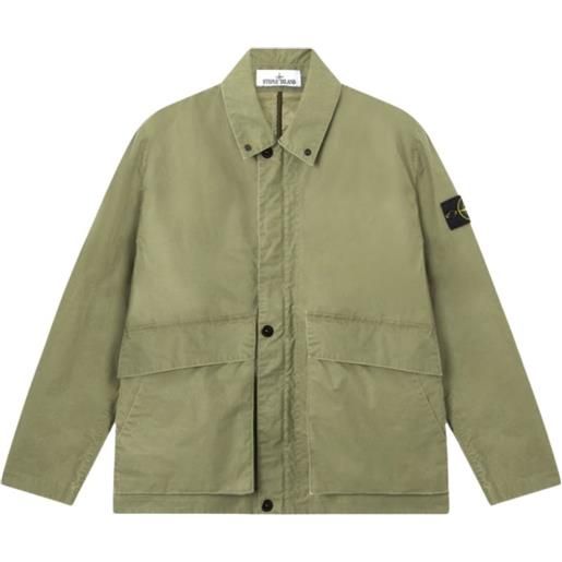 Stone Island giacca-camicia cerata - verde