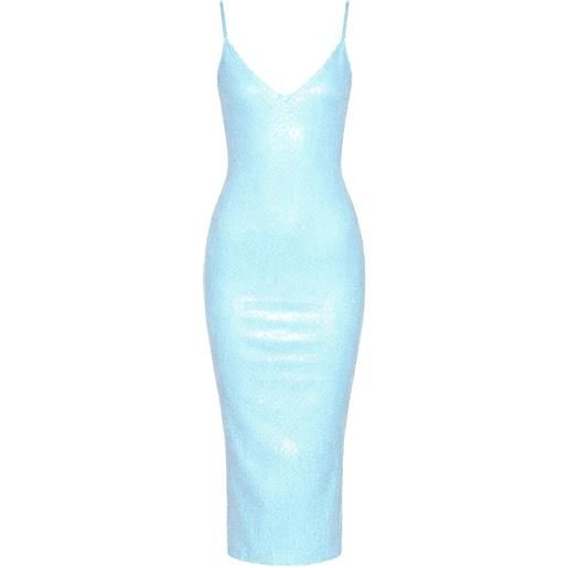 Fleur Du Mal abito midi con scollo a v e paillettes - blu