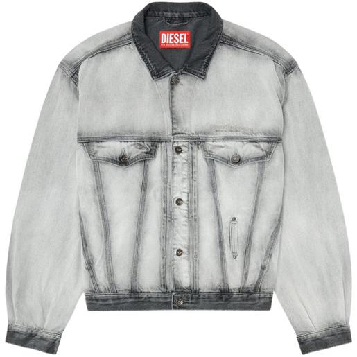Diesel giacca denim con effetto schiarito - grigio