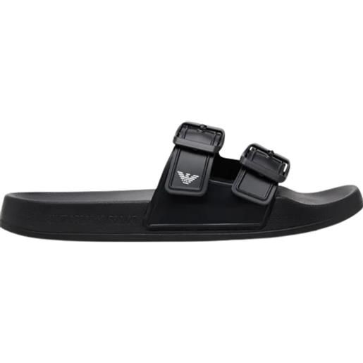 Emporio armani  sandali slide doppia fascia con fibbie