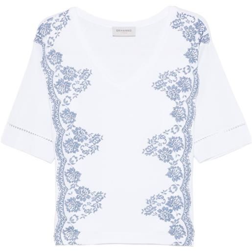 ERMANNO FIRENZE t-shirt con scollo a v - bianco