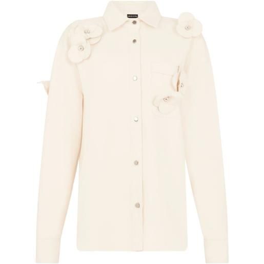 David Koma camicia denim 3d flower - toni neutri