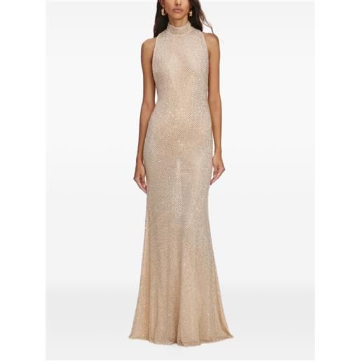 Self-Portrait abito lungo con decorazione - toni neutri