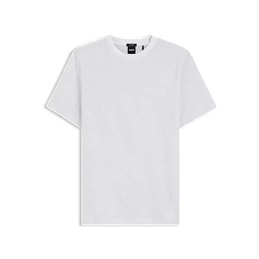 BOSS t-shirt in cotone con motivo jacquard, bianco
