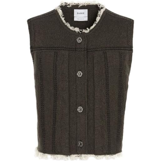 Barrie giacca denim smanicata con frange - verde
