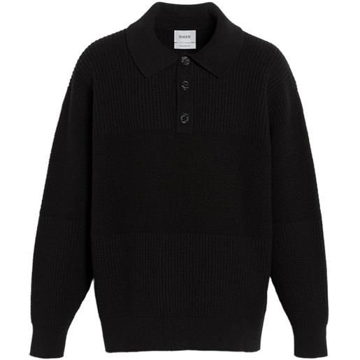 Barrie polo con motivo effetto waffle - nero