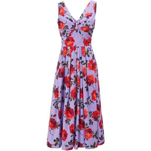 Carolina Herrera abito midi con stampa - viola