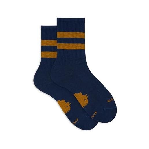 Gallo calze corte unisex spugna di blu con righe in contrasto di colore