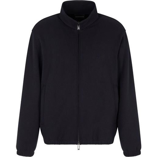 Emporio Armani felpa con zip e lavorazione a nido d'ape - blu