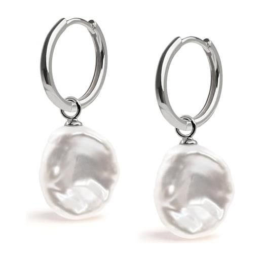 Orecchini creoli in argento sterling 925 lucido con zirconi incastonati