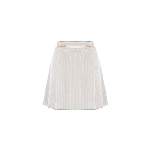 Kocca - gonna corta a coste con dettagli dorati donna, tinta unita, modello: a25pgo7691abun2474