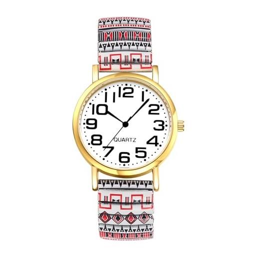 OIDEA Orologio Ad Anello Elastico Donna – Quarzo Numeri Arabi, Acciaio Oro