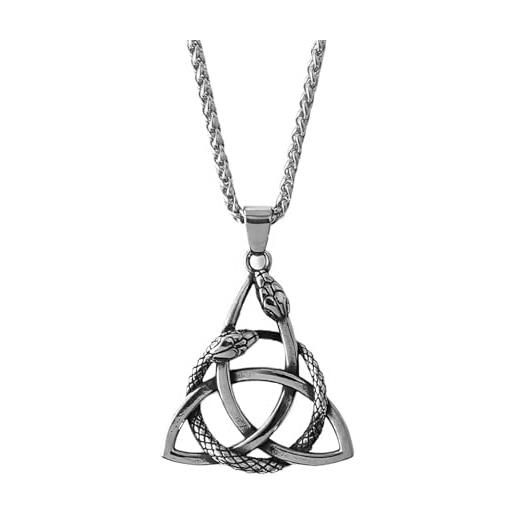 FaithHeart Collana Martello Di Thor Mjolnir – Mitologia Vichinga Con Nodo Celtico – Acciaio Inox 316L (Nero, Argento, Oro)