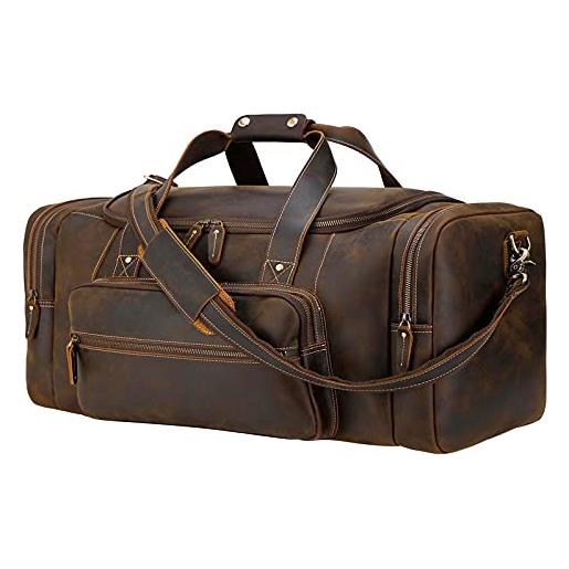 POLARE ORIGINAL polare 30 duffel weekender borsa da viaggio per gli uomini con pelle vacchetta pieno grano xx-large