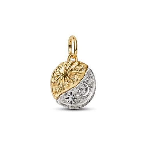 OHAYOO Yin Yang, ciondolo in argento 925, collana dell'amicizia per 2 luna, ciondolo a forma di sole, Ying Yang, regalo per donne, fidanzate e uomini, 22 mm, Argento sterling