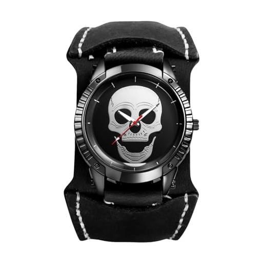 Orologio da Polso al quarzo per Uomo colore Nero con Teschio come da foto