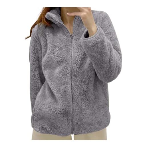 Cappotto Donna Invernale In Fleece Con Cappuccio: Morbido Peluche, Cardigan Oversize Con Tasche, Giacca Elegante E Casual