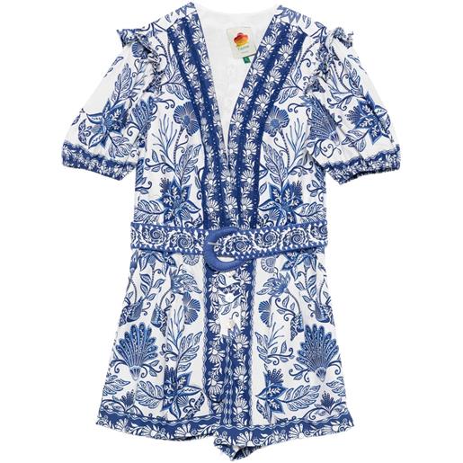 FARM Rio tuta corta shell garden - bianco