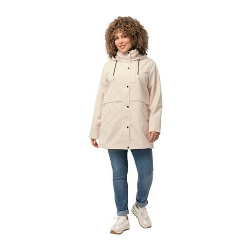 Ulla Popken parka hyprar idrorepellente con cappuccio e collo alto vaniglia 46+ 824271150-46+