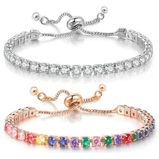 LILLY MARIE Bracciale Donna In Argento 925 Con Zirconie - Lunghezza Regolabile 18-22 Cm - Eleganza E Stile