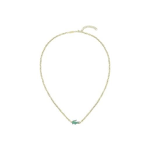 Lacoste collana a catena per uomo e donna collezione arthor in acciaio inossidabile con placcatura ionica oro giallo decorato con cristalli - 2040612