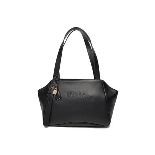 Liu jo borsa a tracolla da donna, design elegante, pelle sintetica nera, con cerniera e dettagli metallici