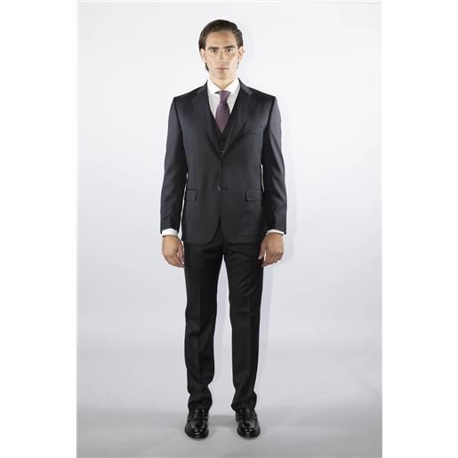 Amirante Antica Sartoria Napoletana abito uomo drop 6 sartoriale tre pezzi super 120's nero fiammato