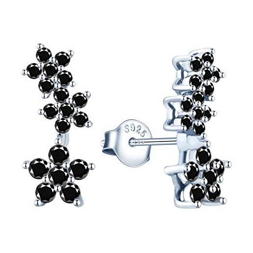 Gioielli Regalo Donna Ragazza Orecchini A Fiore In Argento 925 Con Cristalli – Per Un Look Elegante E Luminoso, Regalo Perfetto! Orecchini Donna Fiore