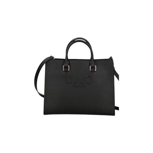 Borsa secchiello piccolo Twist Soft in pelle a tracolla, colore NERO