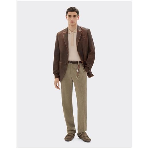 Ferrari damask leather blazer - male giacche e capispalla khaki green 44